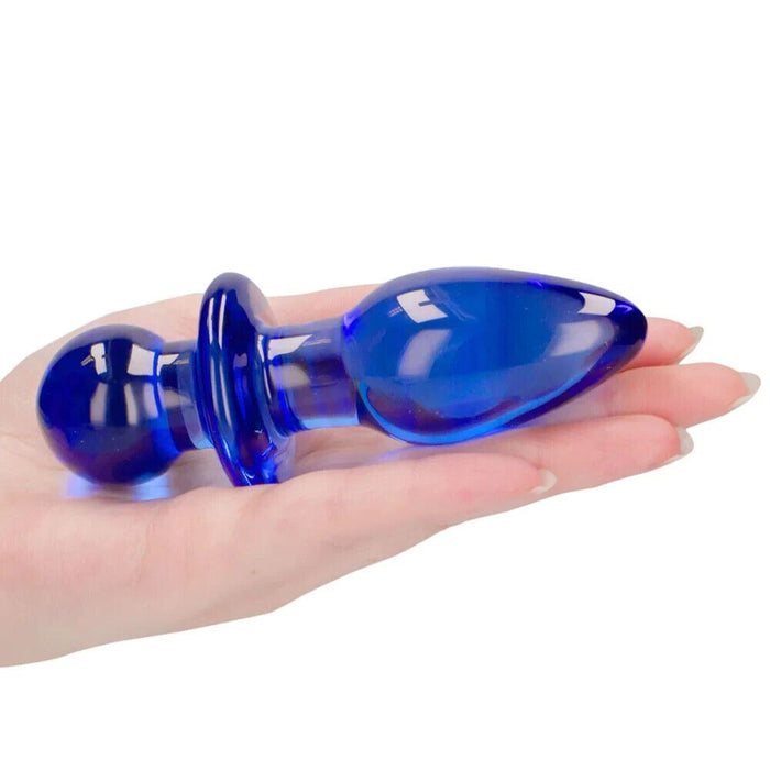 Chrystalino Rocker Glass Butt Plug in Blue 4.5'' SX3 - SexyMenUnderwear.com