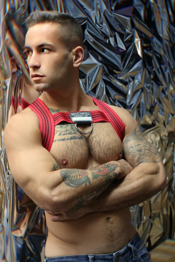 BREEDWELL Cumdump Bulldog Harness Soft Woven Nylon in Red 25