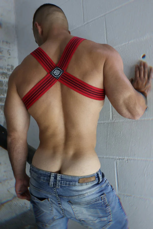 BREEDWELL Cumdump Bulldog Harness Soft Woven Nylon in Red 25