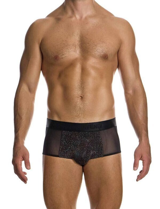 Delusion Boxer Elastic Knitted Lurex Yarns Black Jacquard 02521 B87 - SexyMenUnderwear.com