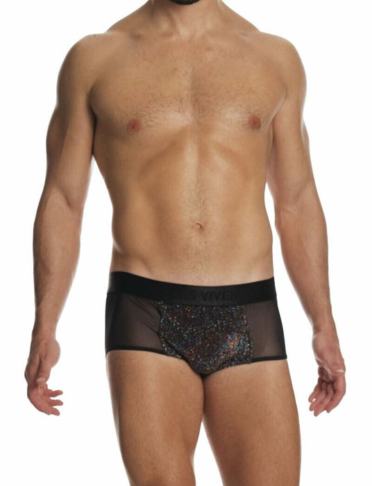 Delusion Boxer Elastic Knitted Lurex Yarns Black Jacquard 02521 B87 - SexyMenUnderwear.com