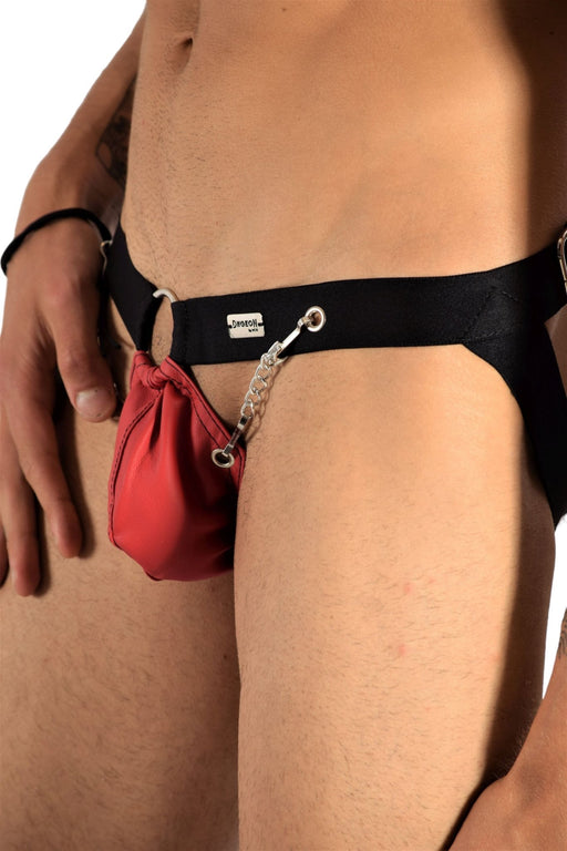 DNGEON MOB Eroticwear Jock ChainLink Leather - Look Jockstrap Red DMBL02 21