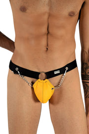 DNGEON MOB Eroticwear Jockstrap ChainLink Leather - Look Jock O/S Yellow DMBL02 24