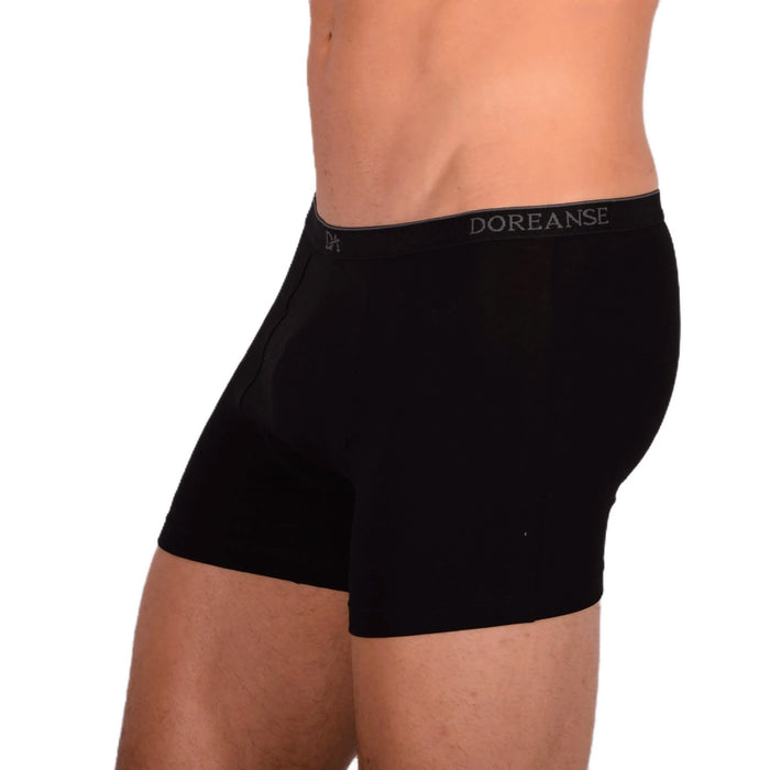 DOREANSE 90% Cotton Mens Underwear Boxer Brief Stretchy Fabric Black 1717 6 - SexyMenUnderwear.com