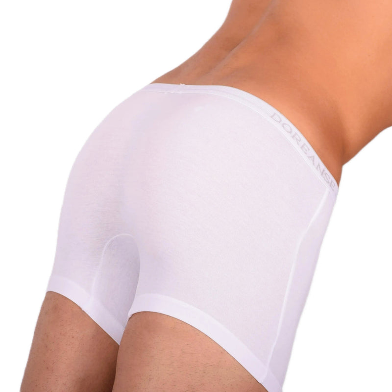 DOREANSE 90% Cotton Mens Underwear Boxer Brief Stretchy Fabric White 1717 63