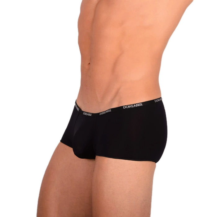 DOREANSE Aire Mens boys Mini boxer shorty Low Rise Sheer Black 1590 9 - SexyMenUnderwear.com