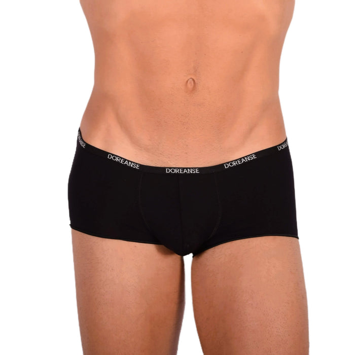 DOREANSE Aire Mens boys Mini boxer shorty Low Rise Sheer Black 1590 9 - SexyMenUnderwear.com