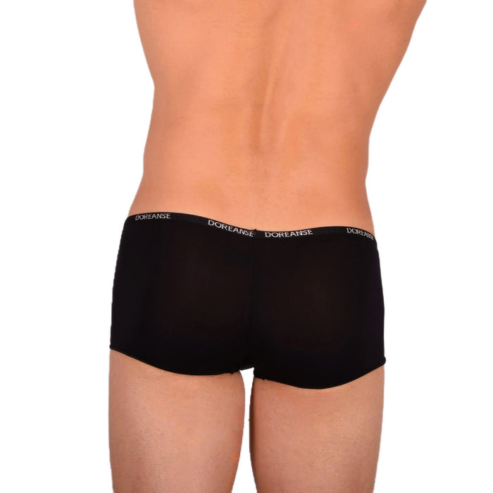 DOREANSE Aire Mens boys Mini boxer shorty Low Rise Sheer Black 1590 9 - SexyMenUnderwear.com