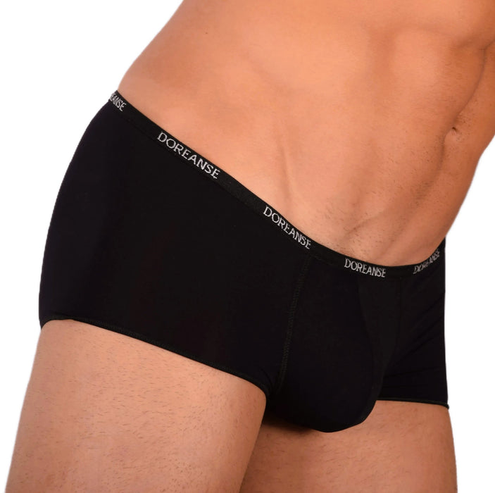 DOREANSE Aire Mens boys Mini boxer shorty Low Rise Sheer Black 1590 9 - SexyMenUnderwear.com