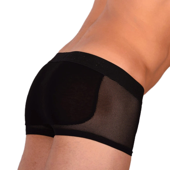 DOREANSE Mens Boxer brief sexy side mesh fabric Black 1705 13 - SexyMenUnderwear.com