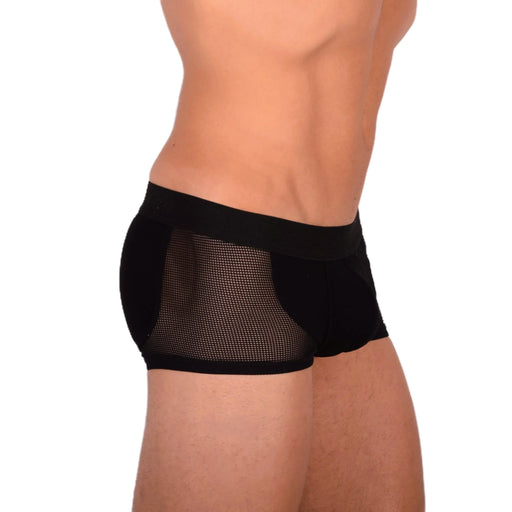 DOREANSE Mens Boxer brief sexy side mesh fabric Black 1705 131