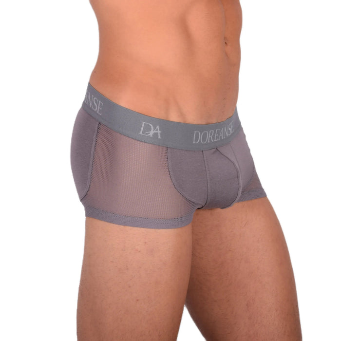 DOREANSE Mens Boxer brief sexy side mesh fabric Grey 1705 131