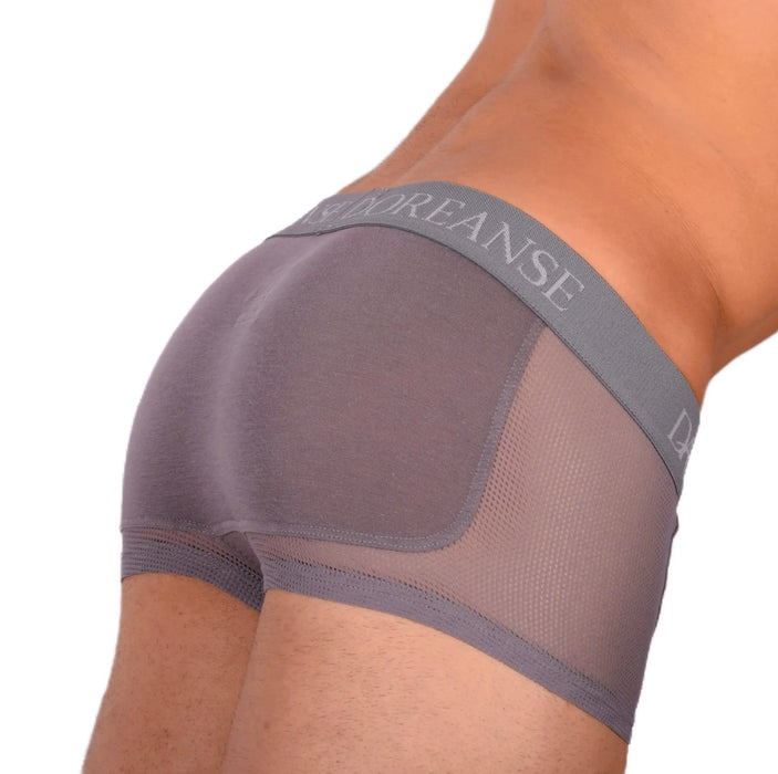 DOREANSE Mens Boxer brief sexy side mesh fabric Grey 1705 13 - SexyMenUnderwear.com