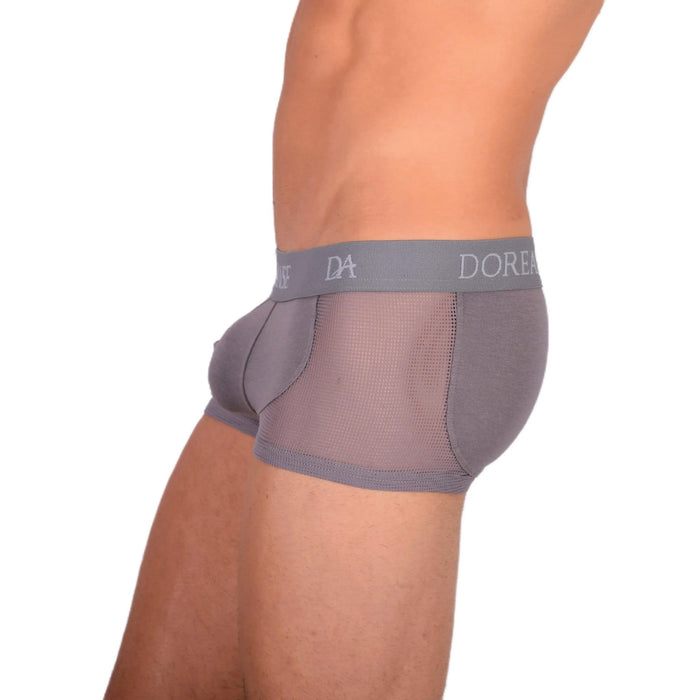 DOREANSE Mens Boxer brief sexy side mesh fabric Grey 1705 13 - SexyMenUnderwear.com