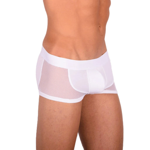 DOREANSE Mens Boxer brief sexy side mesh fabric White 1705 131