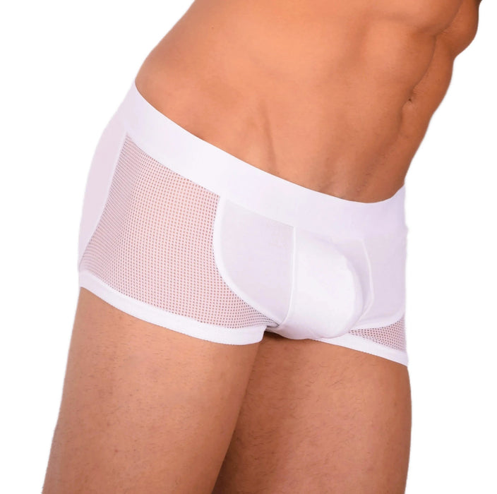 DOREANSE Mens Boxer brief sexy side mesh fabric White 1705 13 - SexyMenUnderwear.com