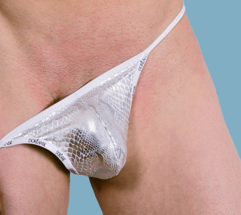 DOREANSE Mens G String Silver Snake Print Thong 1326 1A3