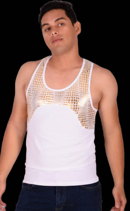 DOREANSE Metallic Leopard Tank Top T Shirt 2055 2 - SexyMenUnderwear.com