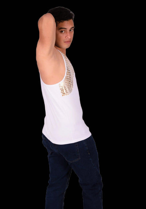 DOREANSE Metallic Leopard Tank Top T Shirt 2055 2 - SexyMenUnderwear.com