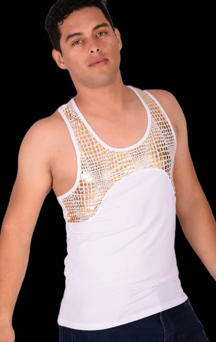 DOREANSE Metallic Leopard Tank Top T Shirt 2055 2 - SexyMenUnderwear.com