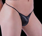 DOREANSE String For Men G String Homme Black Panther Stripe Glossy 1326 1A - SexyMenUnderwear.com