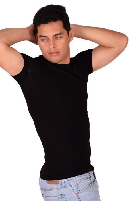 DOREANSE T-Shirt Basic Crew Neck Short Sleeved Black 2550 4A - SexyMenUnderwear.com