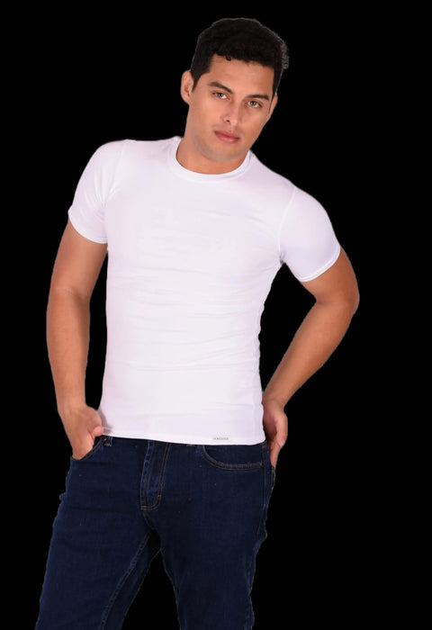 DOREANSE T-Shirt Basic Crew Neck Short Sleeved White 2550 4A - SexyMenUnderwear.com