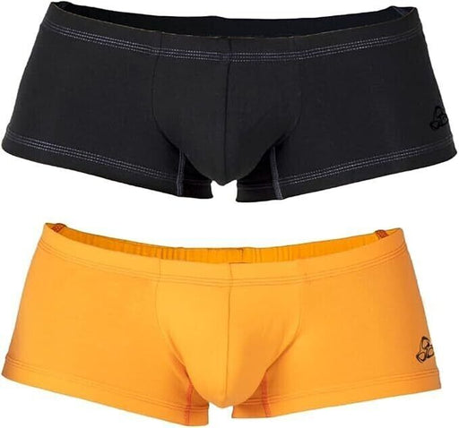 Duo Pack Two PRIVATE STRUCTURE Boxer Trunk Matt Black + Orange 4383 111 - SexyMenUnderwear.com