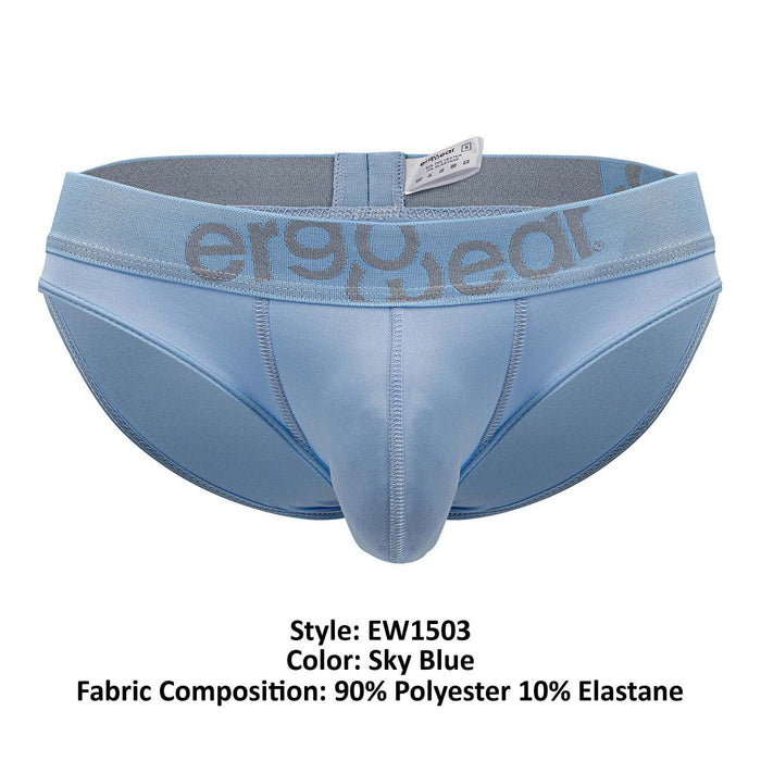 ErgoWear Bikini Brief HIP Low - Rise Stretchy Briefs Seamed Pouch Cool Blue 1503 - SexyMenUnderwear.com