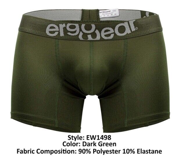 ErgoWear Boxer HIP Trunks Low - Rise Stretchy Boxer Seamed Pouch Green 1498 - SexyMenUnderwear.com