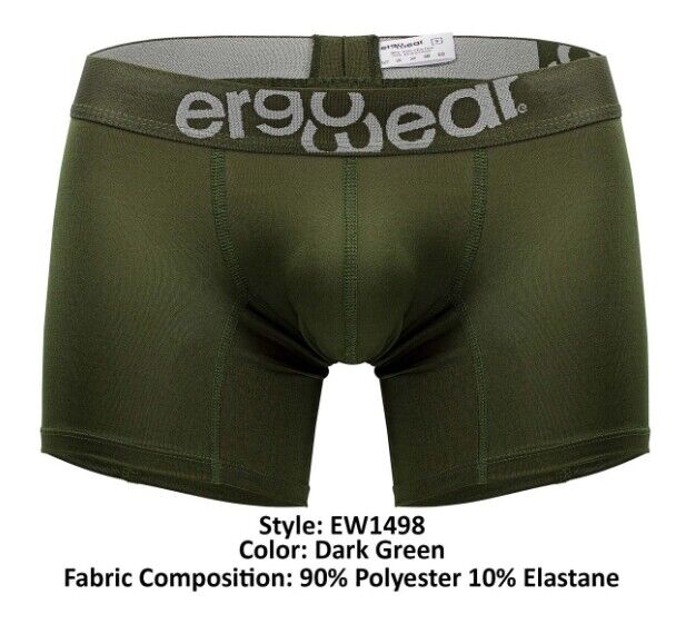 ErgoWear Boxer HIP Trunks Low - Rise Stretchy Boxer Seamed Pouch Green 14982