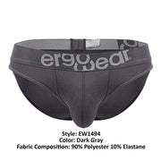 ErgoWear HIP Bikini Brief Stretchy Low - Rise Briefs Seamed Pouch Shark Gray 14947