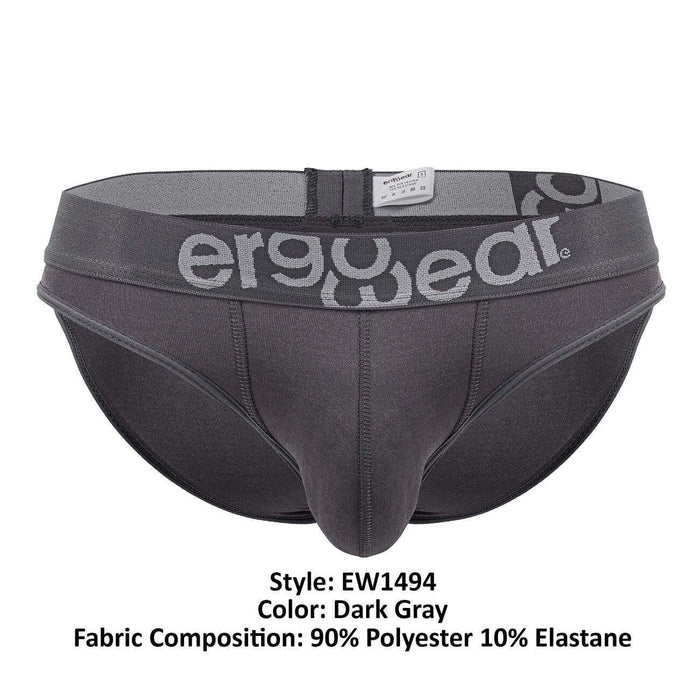 ErgoWear HIP Bikini Brief Stretchy Low - Rise Briefs Seamed Pouch Shark Gray 1494 - SexyMenUnderwear.com