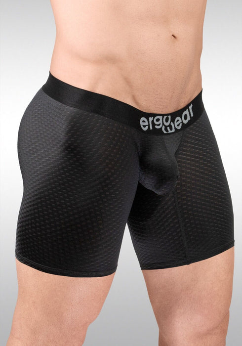 ErgoWear Long Boxer Briefs MAX Flow 3D - Pouch Micro Perforated Midcut Black 1690 - SexyMenUnderwear.com