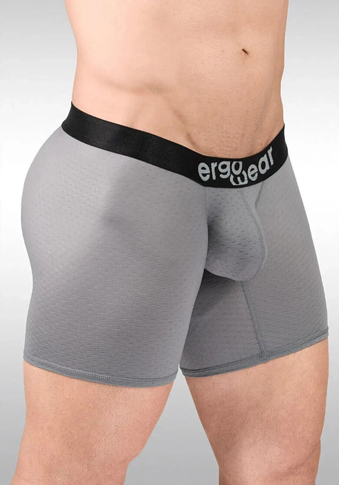 ErgoWear Long Boxer Briefs MAX Flow 3D - Pouch Perforated Midcut Gray 1685 - SexyMenUnderwear.com