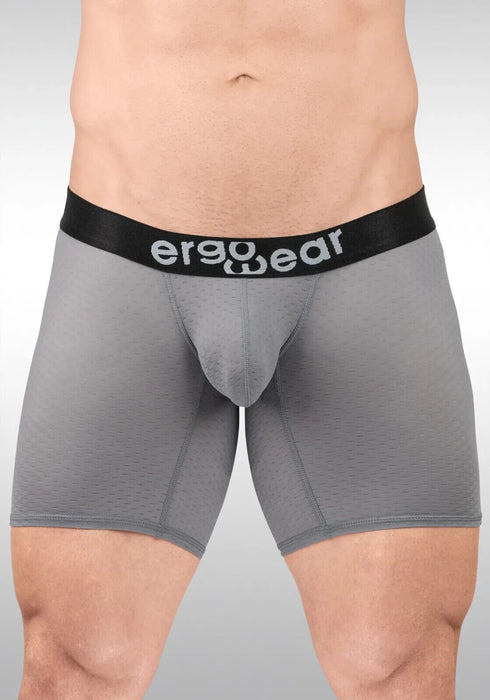 ErgoWear Long Boxer Briefs MAX Flow 3D - Pouch Perforated Midcut Gray 1685 - SexyMenUnderwear.com