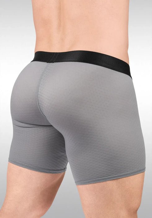 ErgoWear Long Boxer Briefs MAX Flow 3D - Pouch Perforated Midcut Gray 1685 - SexyMenUnderwear.com