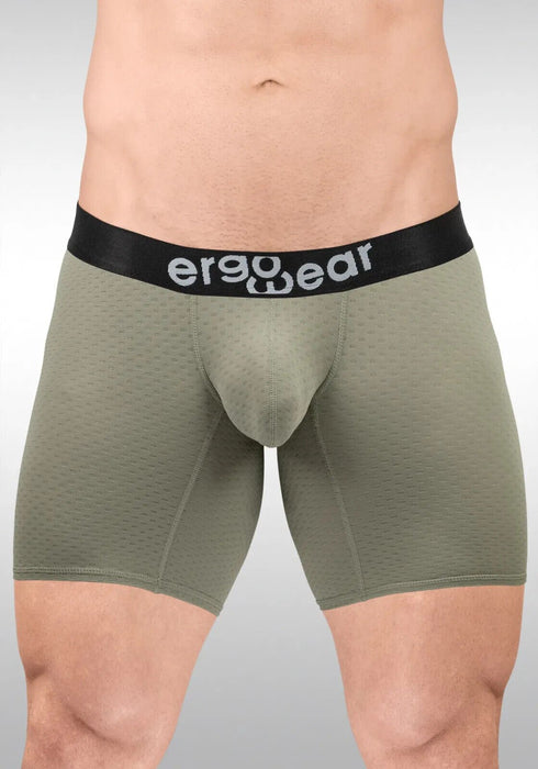 ErgoWear Long Boxer Briefs MAX Flow 3D - Pouch Perforated Midcut Smoke Green 1680 - SexyMenUnderwear.com