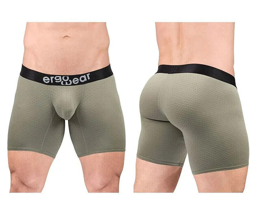 ErgoWear Long Boxer Briefs MAX Flow 3D - Pouch Perforated Midcut Smoke Green 1680 - SexyMenUnderwear.com