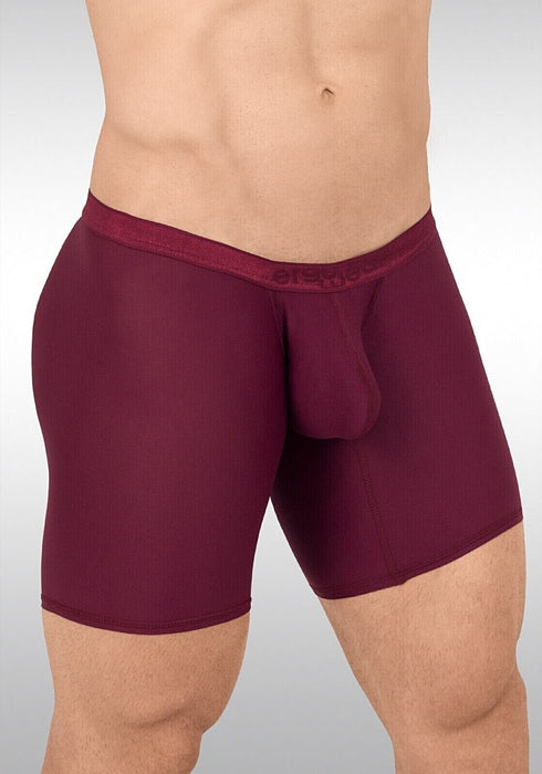 ErgoWear Long Boxer SLK Midcut Hyper - Soft 3Dimensional Pouch in Burgundy 1659 13 - SexyMenUnderwear.com