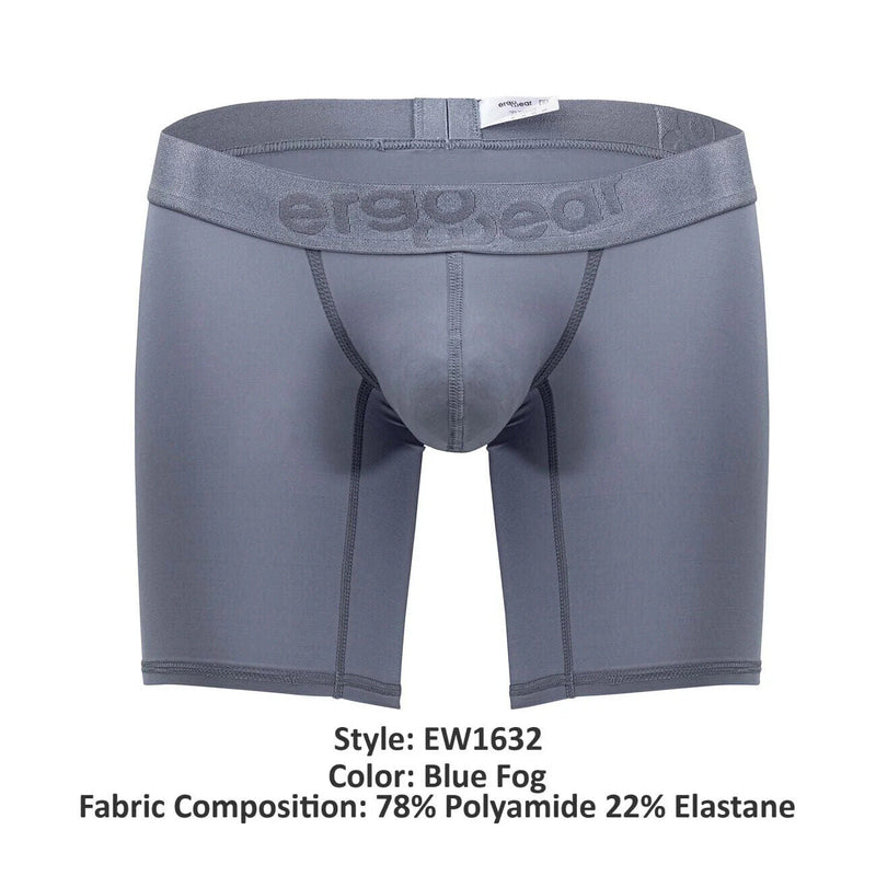 ErgoWear Long Length Boxer Briefs MAX XX Stretchy MidCut Fog Blue 16327