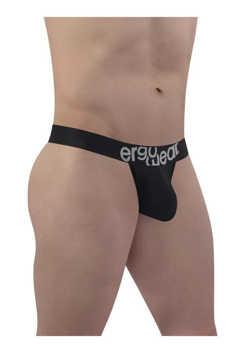 ErgoWear MAX Cotton Thongs Sporty Edge Black Low - Rise Thong 1482 89 - SexyMenUnderwear.com