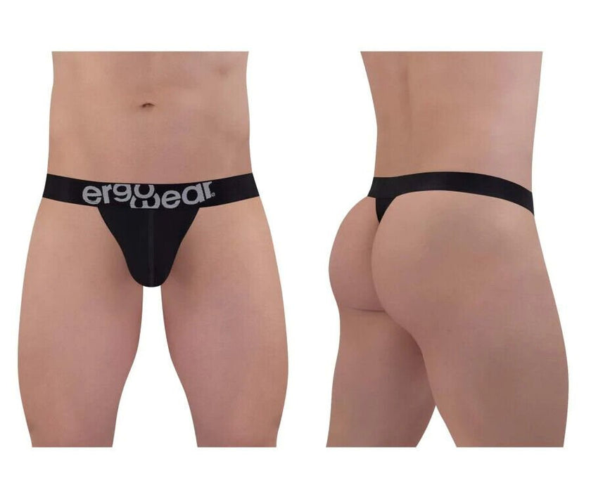 ErgoWear MAX Cotton Thongs Sporty Edge Black Low - Rise Thong 1482 89 - SexyMenUnderwear.com