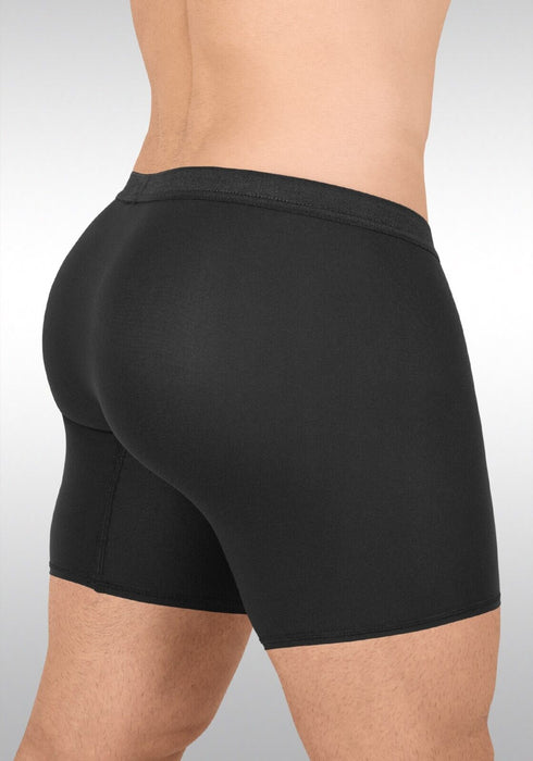 ErgoWear Midcut SLK Long Boxer Hyper - Soft 3Dimensional Pouch in Black 1663 27 - SexyMenUnderwear.com