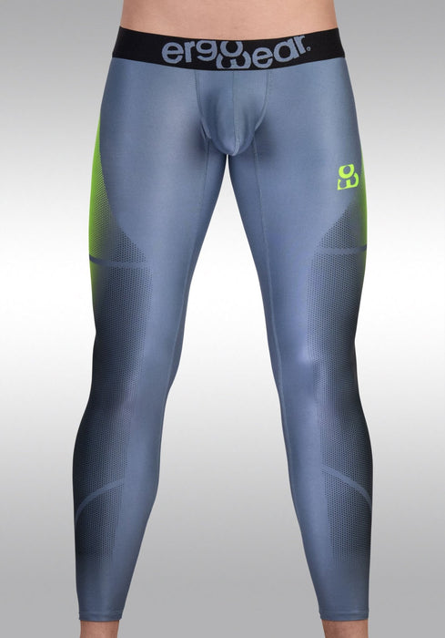 ErgoWear Sports Tight Leggings MAX SE Pants 3D Nose Shaped Pouch Grey/Green 1604 - SexyMenUnderwear.com