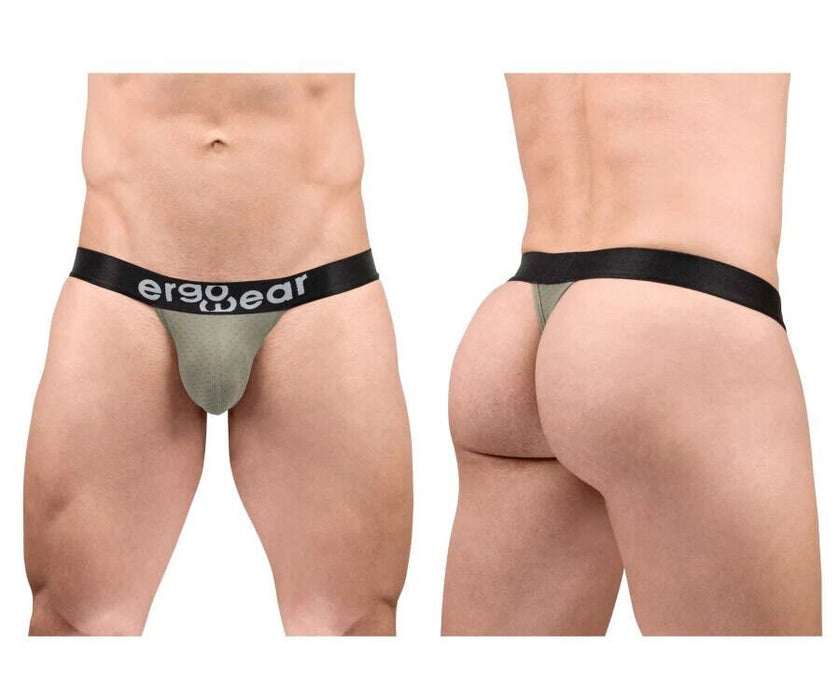 ErgoWear String MAX Flow 3D Pouch Micro - Perforated Thong Smoke Green 1677 - SexyMenUnderwear.com