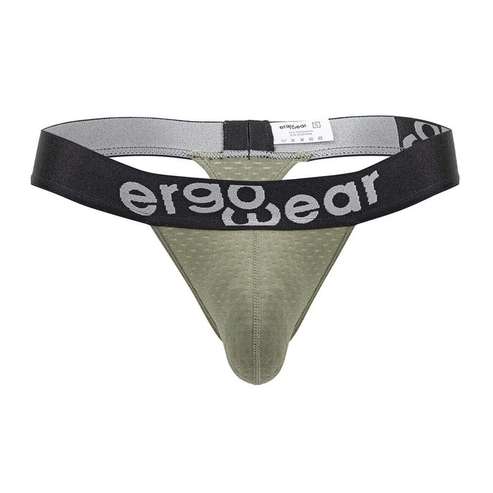 ErgoWear String MAX Flow 3D Pouch Micro - Perforated Thong Smoke Green 1677 - SexyMenUnderwear.com