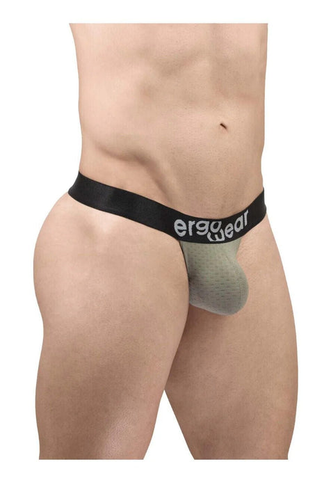 ErgoWear String MAX Flow 3D Pouch Micro - Perforated Thong Smoke Green 1677 - SexyMenUnderwear.com