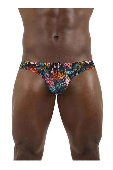 ErgoWear Swimwear FEEL Bikini Swim Briefs 3D Pouch Drawstring Pink Leaves 1695 19 - SexyMenUnderwear.com