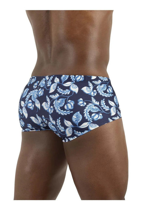 ErgoWear Swimwear FEEL Swim - Trunks 3D Pouch Drawstring Abstract Blue 1698 - SexyMenUnderwear.com